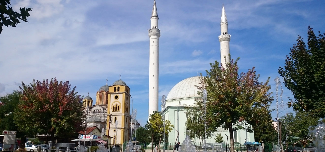 Ferizaj mosque and church Kosovo
